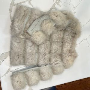 Women white fur coat with leather